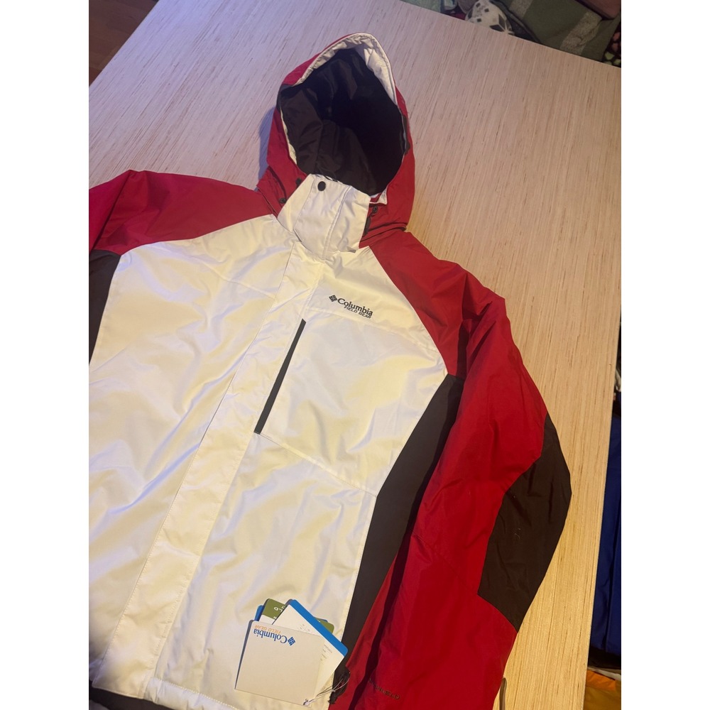 Columbia Field Gear Mens XL Hooded Jacket Red White Black Colorblock NWT 44